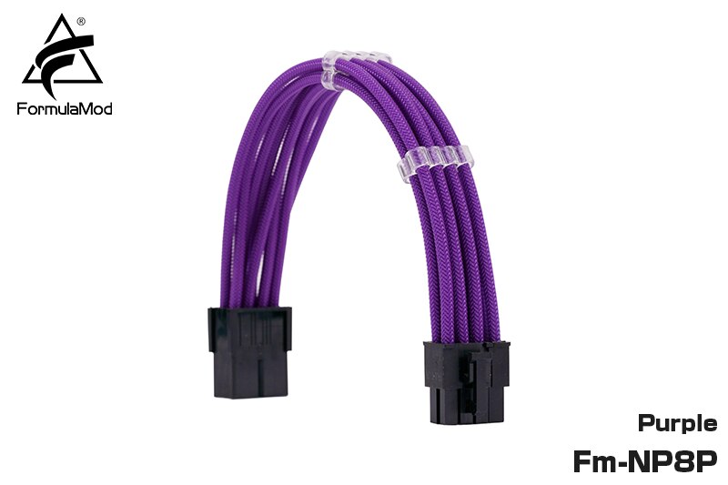 FormulaMod Fm-NP8P PCI-E 8Pin (6 + 2) câble d'extension d'alimentation pour carte mère/GPU 8 broches 18AWG câbles de couleur unie avec peigne de câble 