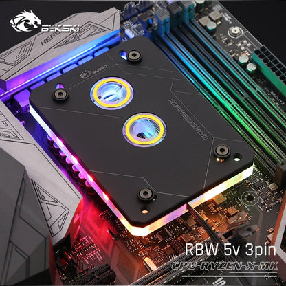 Bykski CPU-RYZEN-X-MK RyzenAM3/AM3+/AM4 CPU Water Blocks, RBW Lighting System, Microwaterway Water | Liquid Cooling Block