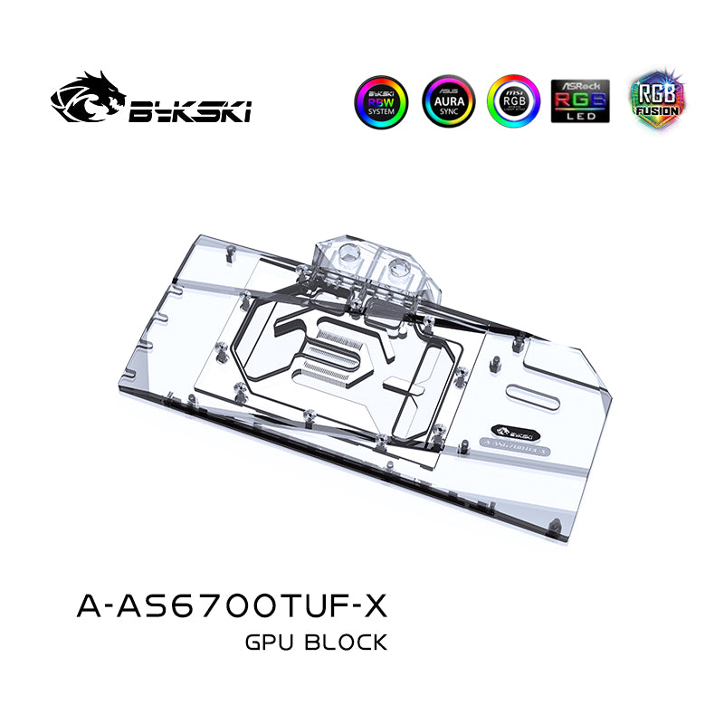 Bykski GPU Block For ASUS ROG STRIX Radeon RX6700XT OC Edition / TUF O12G GAMING Full Cover With Backplate , A-AS6700TUF-X