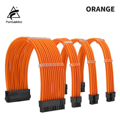 FormulaMod NCK1 Series PSU Extension Cable Kit , Solid Color Cable Solid Combo 300mm ATX24Pin PCI-E8Pin CPU8Pin With Combs