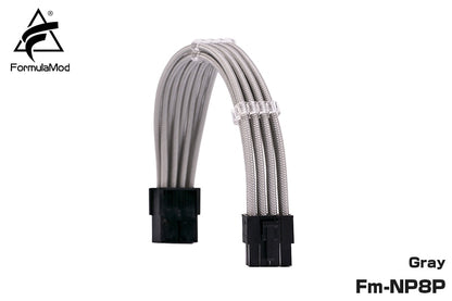 FormulaMod Fm-NP8P PCI-E 8Pin(6+2) Power Extension Cable For Motherboard/GPU 8 Pin 18AWG Solid Color Cables With Cable Comb