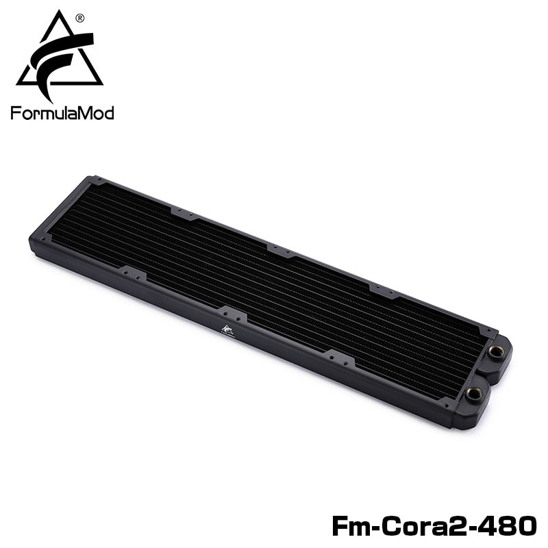FormulaMod Fm-CoRa2 Radiateur en cuivre d'épaisseur 28 mm 120/240/360/480 Noir Convient pour 120 ventilateurs