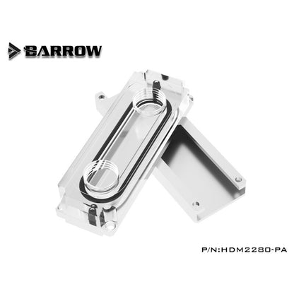 Barrow HDM2280-PA, 2280/22110 Size M2 SSD Hard disk Water Cooling Block, Copper Acrylic  Double Sided Auxiliary Cooling,