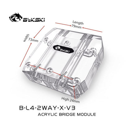 Connecteurs acryliques de Module de pontage de carte graphique multiple Bykski utilisés pour le canal de connexion de carte GPU 2/3/4, B-L4-2WAY-X-V3
