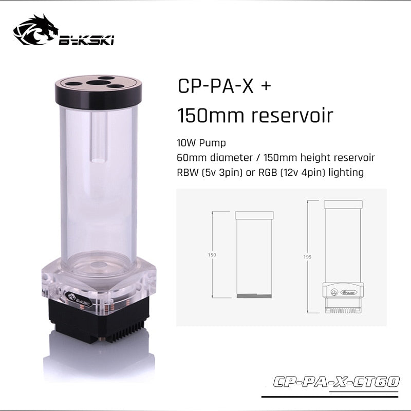 Bykski CP-PA-X-CT60 / CP-PA-X , Pump-reservoir Combination , 10W Pump With Lighting Max Flow 300L/H | Pump Reservoir Combo