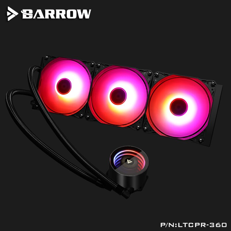 Barrow Water Cooler CPU Aio 240mm/360mm with 120mm Pro RGB PWM Fans Intel 115x/X99/X299 , AMD Full Platform | RGB Lighting
