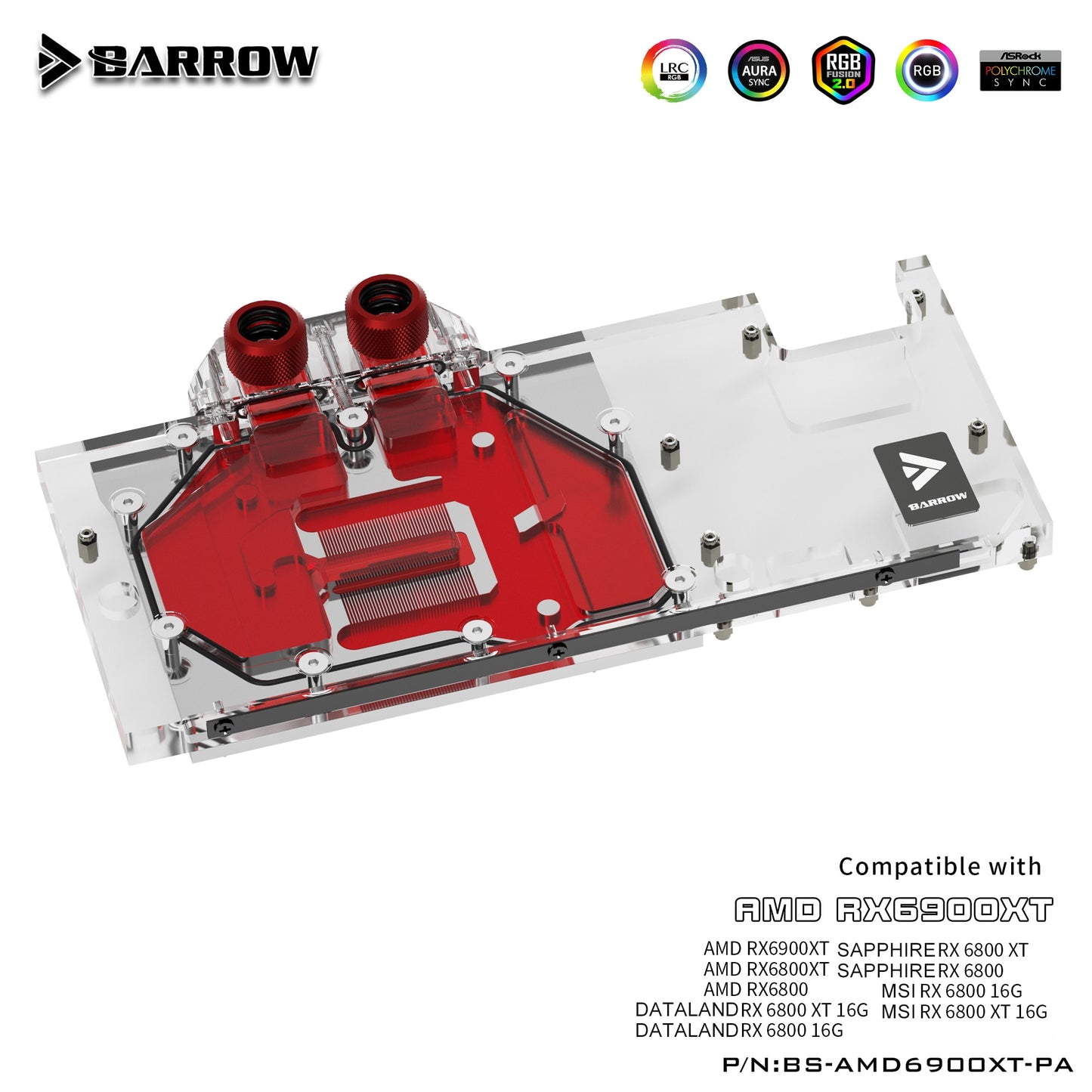 BARROW 6900 GPU Water Cooling Block, Full coverage For AMD Founder Edition MSI Sapphire RX 6900 6800 XT, BS-AMD6900XT-PA