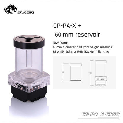 Bykski CP-PA-X-CT60 / CP-PA-X , Pump-reservoir Combination , 10W Pump With Lighting Max Flow 300L/H | Pump Reservoir Combo