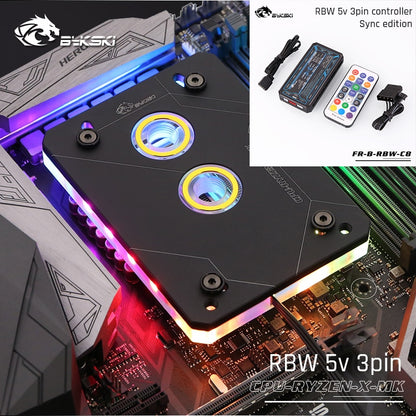 Bykski CPU-RYZEN-X-MK RyzenAM3/AM3+/AM4 CPU Water Blocks, RBW Lighting System, Microwaterway Water | Liquid Cooling Block