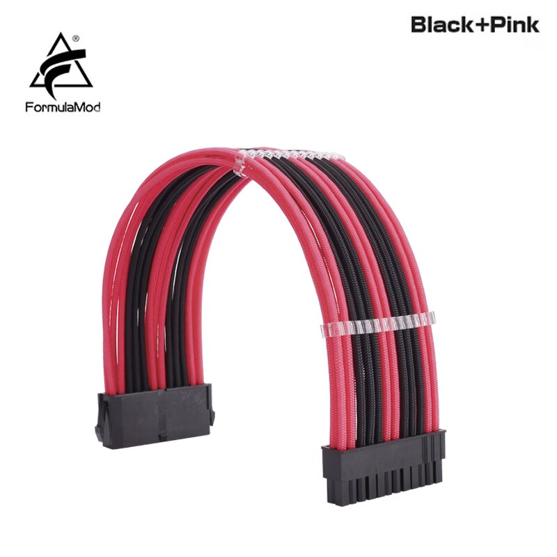 FormulaMod Fm-N24P ATX 24Pin(20+4) Power Extension Cable For Motherboard 24 Pin 18AWG Combination Color Cables With Cable Comb