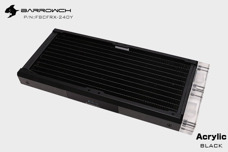 Barrow ch FBCFRX-240 Chameleon Fish Modular 240mm Radiator With OLED Display Acrylic/POM Inlet Module | Custom Loop Radiator