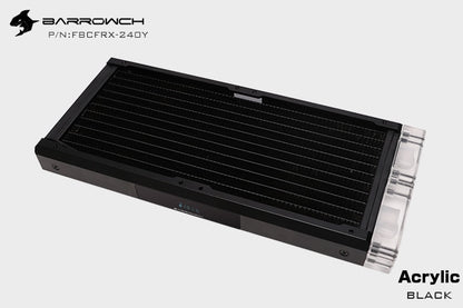 Barrow ch FBCFRX-240 Chameleon Fish Modular 240mm Radiator With OLED Display Acrylic/POM Inlet Module | Custom Loop Radiator