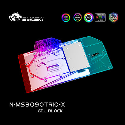 Bloc de refroidissement par eau Bykski GPU pour MSI RTX 3090 3080Ti 3080 GAMING X TRIO, système de refroidissement liquide de carte graphique, N-MS3090TRIO-X