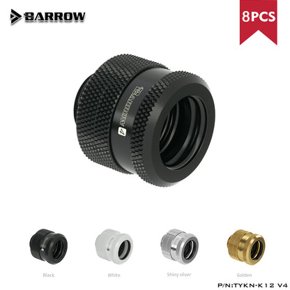 Hard Tube Fitting Barrow G1/4" Water Cooling Adapter Suitable For OD12mm / OD14mm / OD16mm Rigid Pipe, 8pcs, TYKN