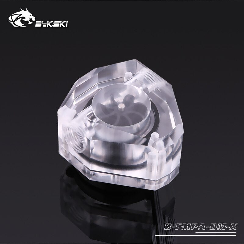 Bykski Acrylic Diamond Shape Water Flow Meters, G1/4 5v 3pin RGB Lighting Polygon Water Cooling Flow Meters, | RGB Lighting
