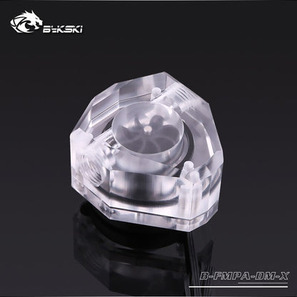 Bykski Acrylic Diamond Shape Water Flow Meters, G1/4 5v 3pin RGB Lighting Polygon Water Cooling Flow Meters, | RGB Lighting