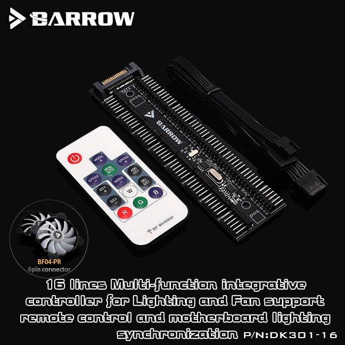 Barrow BF04-PR, PWM Fans, LRC 2.0 5V, 6pin Interface, Light/Speed Integrated Radiator Fans, Need To Work With Controller