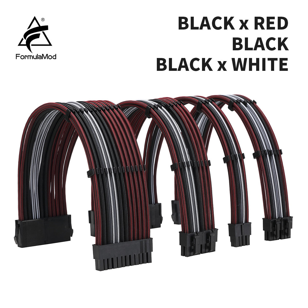 FormulaMod NCK3 Series PSU Extension Cable Kit , Solid/Mix Color Cable Mix Combo 300mm ATX24Pin PCI-E8Pin CPU8Pin With Combs