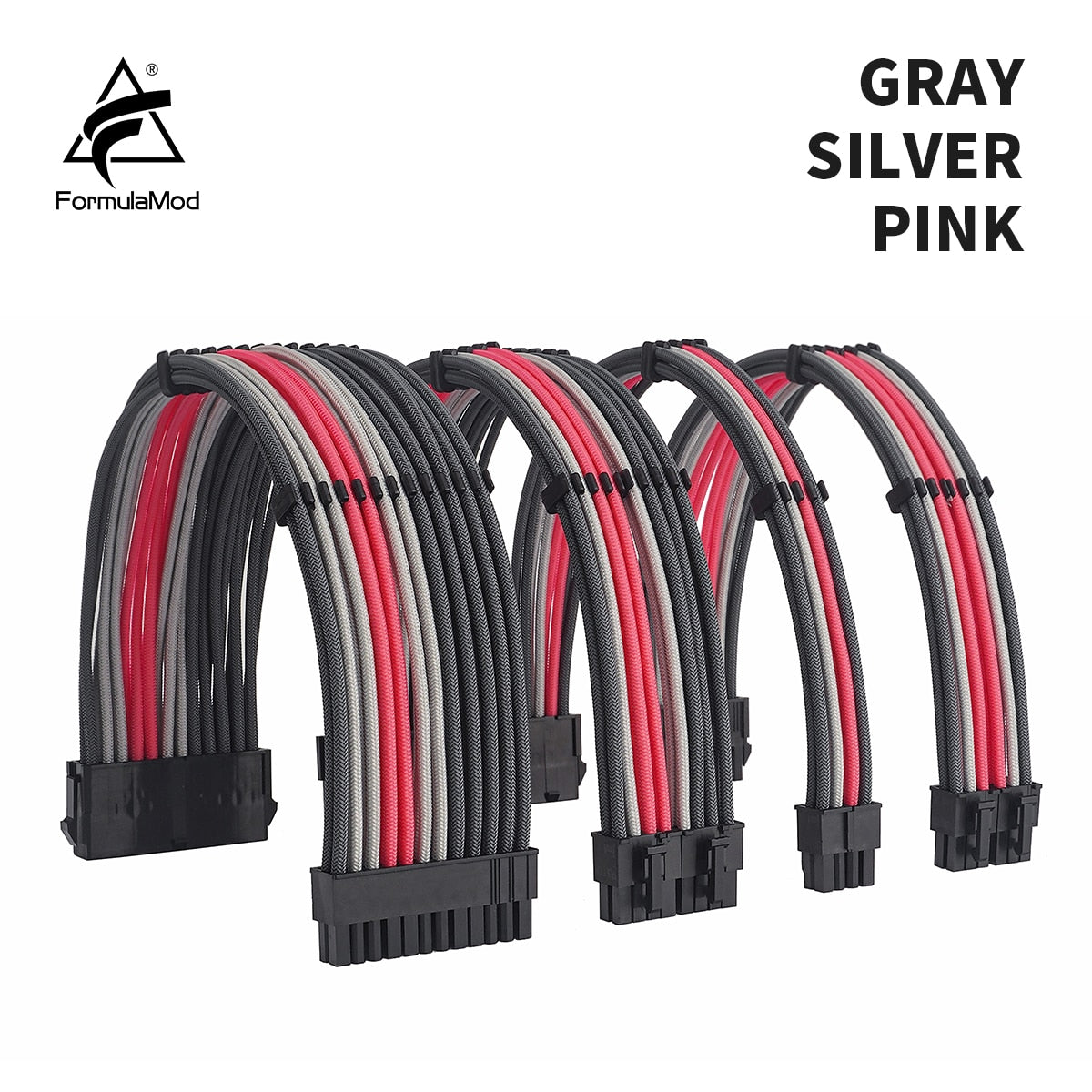 FormulaMod NCK3 Series PSU Extension Cable Kit , Solid Color Cable Mix Combo 300mm ATX24Pin PCI-E8Pin CPU8Pin With Combs