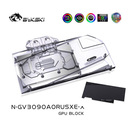 Bykski 3090 3080 GPU Water Cooling Block, For Gigabyte AORUS RTX 3090 3080 XTREME, Full Cover Cooler CPU GPU, N-GV3090AORUSXE-X