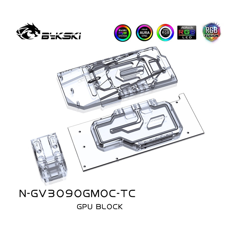 Bloc GPU Bykski avec refroidisseur de fond de panier de voies navigables actives pour Gigabyte RTX 3090 3080 3080Ti Gaming/Eagle/Turbo/Vision N-GV3090GMOC-TC