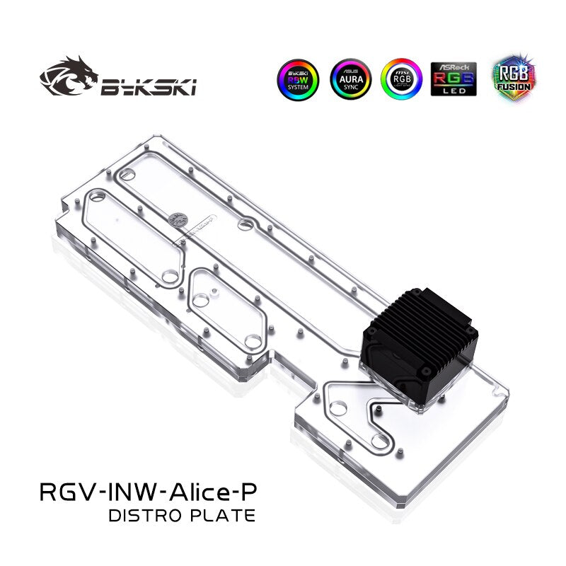 Bykski Distro Plate For IN WIN Alice Case, Waterway Boards For Intel CPU Water Block & Single GPU Building, RGV-INW-Alice-P