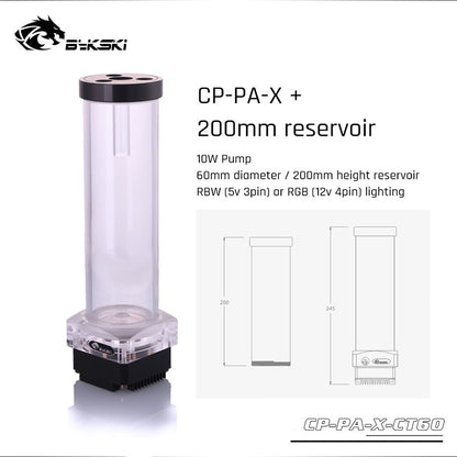 Bykski CP-PA-X-CT60 / CP-PA-X , Pump-reservoir Combination , 10W Pump With Lighting Max Flow 300L/H | Pump Reservoir Combo