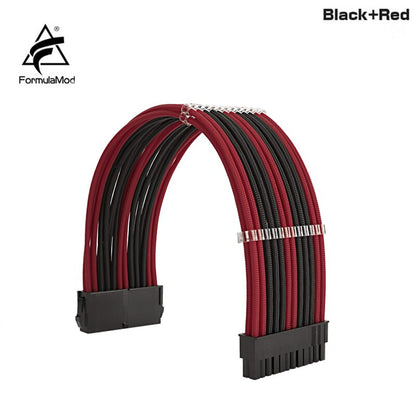 FormulaMod Fm-N24P ATX 24Pin(20+4) Power Extension Cable For Motherboard 24 Pin 18AWG Combination Color Cables With Cable Comb