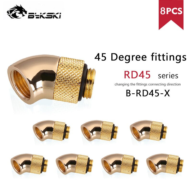 45 Degree Rotary Fitting Bykski G1/4" Rotatable 45° Adapter Cooling Adjust Connect Direction Water- cooled, 8pcs/lot, B-RD45-X