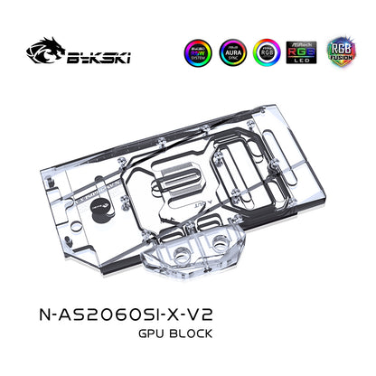 Bykski GPU block For ASUS RTX2060 / GTX1660 O6G GAMING , Full Cover Water Cooling Cooler , N-AS2060SI-X-V2