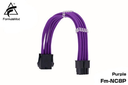 FormulaMod Fm-NC8P CPU 8Pin(4+4) Power Extension Cable For Motherboard 8 Pin 18AWG Solid Color Cables With Cable Comb