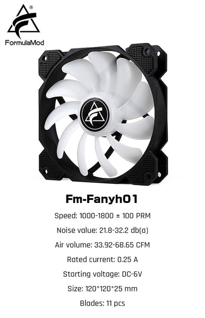 FormulaMod Fm-Fanyh 120mm PWM Fan 5v 3Pin RGB Multipurpose Radiator Cooler Case Fan Hydraulic Bearing | Custom Loop Radiator