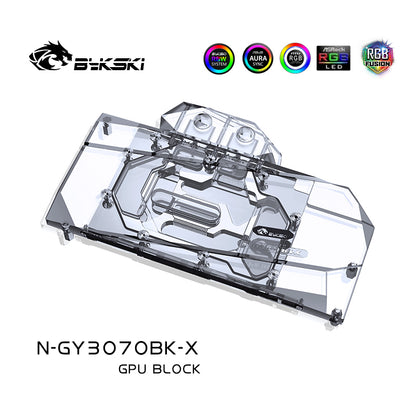 Bykski GPU Bloc de refroidissement par eau pour GALAX Gainward RTX 3070 3070Ti Metal Master / SG, Refroidisseur à couverture complète Refroidisseur GPU, N-GY3070BK-X 