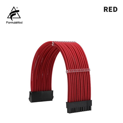 FormulaMod Fm-N24P ATX 24Pin(20+4) Power Extension Cable For Motherboard 24 Pin 18AWG Solid Color Cables With Cable Comb