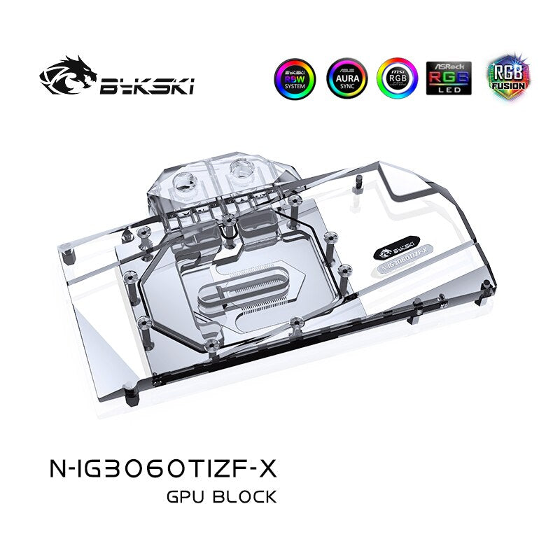 Bloc de refroidissement par eau GPU Bykski 3060TI pour Battle-AX coloré RTX3060TI 8G, système de refroidissement liquide de carte graphique, N-IG3060TIZF-X 