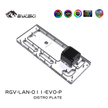 Bykski Distro Plate Kit For Lian Li O11 EVO Case, 5V A-RGB Complete Loop For Single GPU PC Building, Water Cooling Waterway Board, RGV-LAN-O11-EVO-P