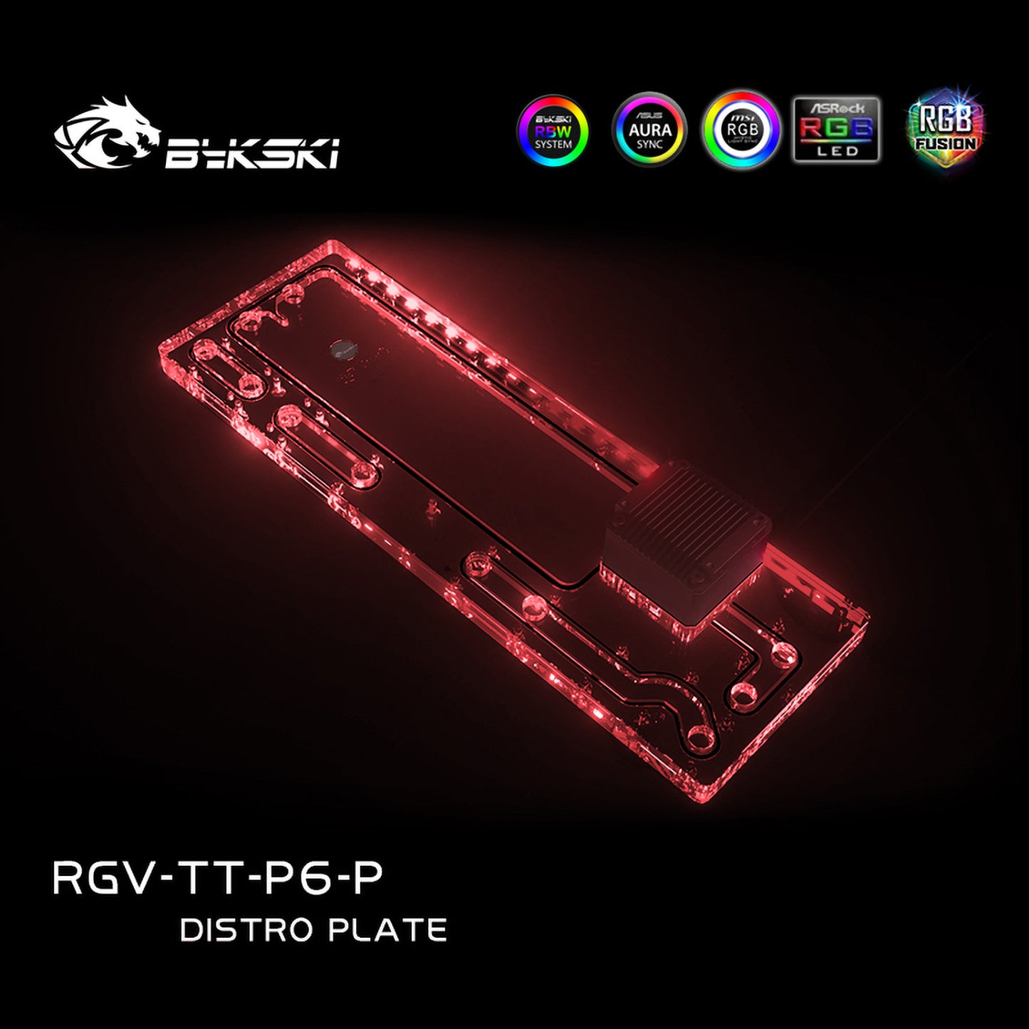 Bykski Distro Plate For Thermaltake Core P6 TG Case, Acrylic Waterway Board Combo DDC Pump, 5V A-RGB , RGV-TT-P6-P