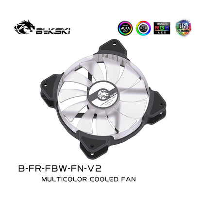 Bykski 120mm RBW Fan, 5v 3pin A-RGB, Compatible With 120/240/360/480 mm Radiator Water Cooling Fan Case Cooler, B-FR-FBW-FN-V2