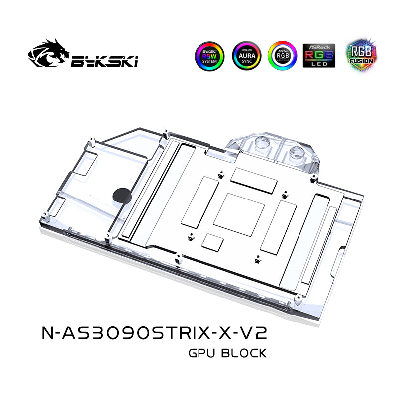 Bykski GPU Water Cooling Block For Asus ROG Strix RTX 3090/3080Ti/3080 Gaming, Graphics Card Liquid Cooler System, N-AS3090STRIX-X-V2 N-AS3090STRIX-X-V3