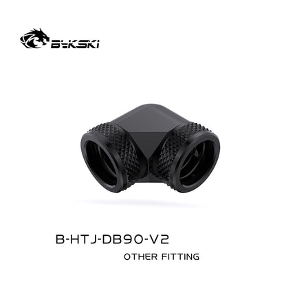 Bykski 90 Degree Double Hard Tube Fitting, 14mm Hard tube Adapter,  90° Rotary Fitting Adapter For Hard Tube, B-HTJ-DB90-V2