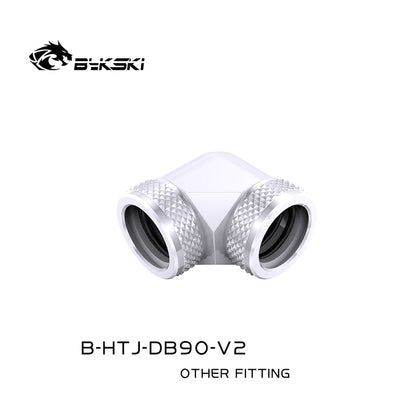 Bykski 90 Degree Double Hard Tube Fitting, 14mm Hard tube Adapter,  90° Rotary Fitting Adapter For Hard Tube, B-HTJ-DB90-V2