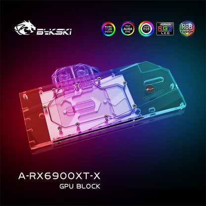 Bykski GPU Water Cooling Block, Full Cover Cooler For AMD RX 6900/6800XT/6800 Founder Edition, Yeston Lenovo 6800 XT, A-RX6900XT-X