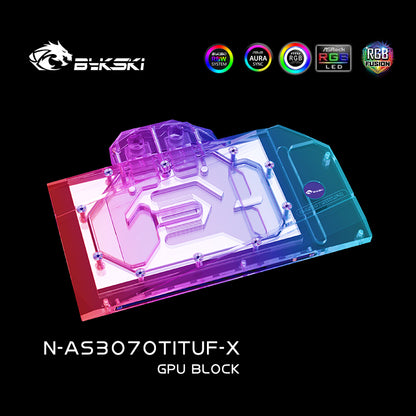 Bykski GPU Block For Asus TUF RTX 3070Ti/3060Ti Gaming, Full Cover GPU Water Cooling Cooler N-AS3070TITUF-X