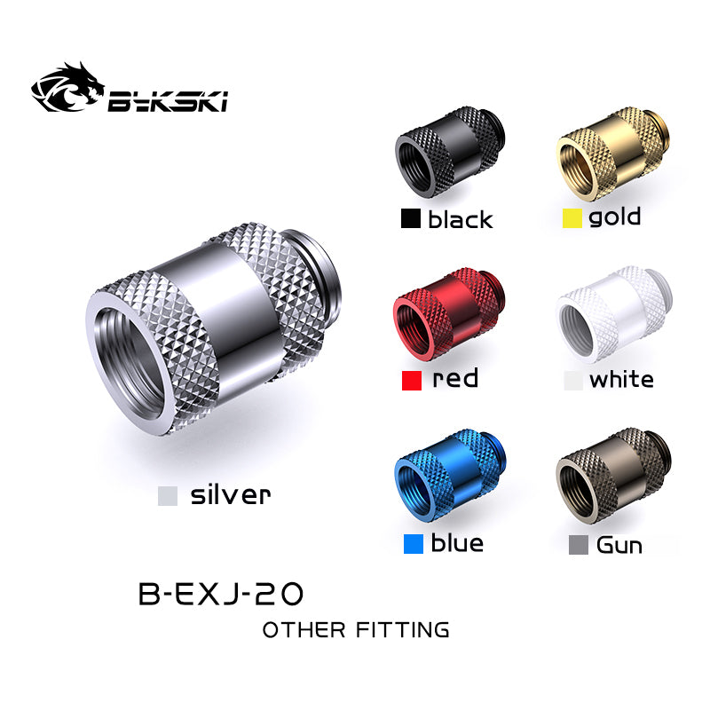 Bykski 20mm Male To Female Extender Fitting, Boutique Diamond Pattern, Multiple Color G1/4 Fitting, B-EXJ-20