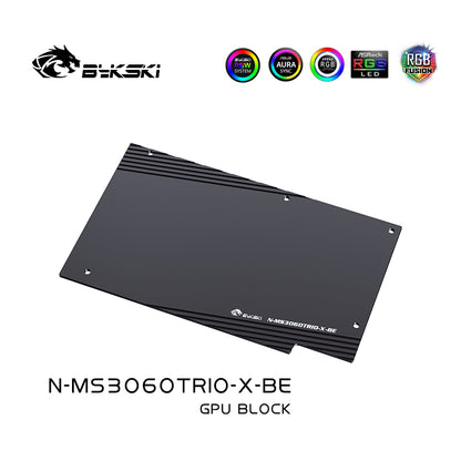 Bykski GPU Water Block pour MSI RTX 3060 Gaming X Trio / RTX 3060Ti Gaming X LHR refroidisseur de refroidissement par eau à couverture complète, N-MS3060TRIO-X 