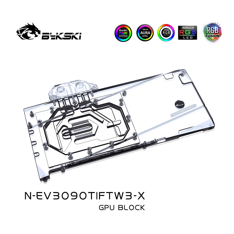Bykski GPU Water Cooling Block For EVGA RTX 3090 TI FTW3 Ultra, Graphics Card Liquid Cooler System, N-EV3090TIFTW3-X