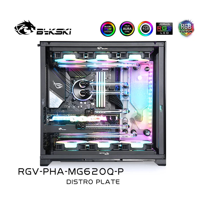 Bykski Distro Plate Kit For Phanteks MG-NE620Q Case, 5V A-RGB Complete Loop For Single GPU PC Building, Water Cooling Waterway Board, RGV-PHA-MG620Q-P