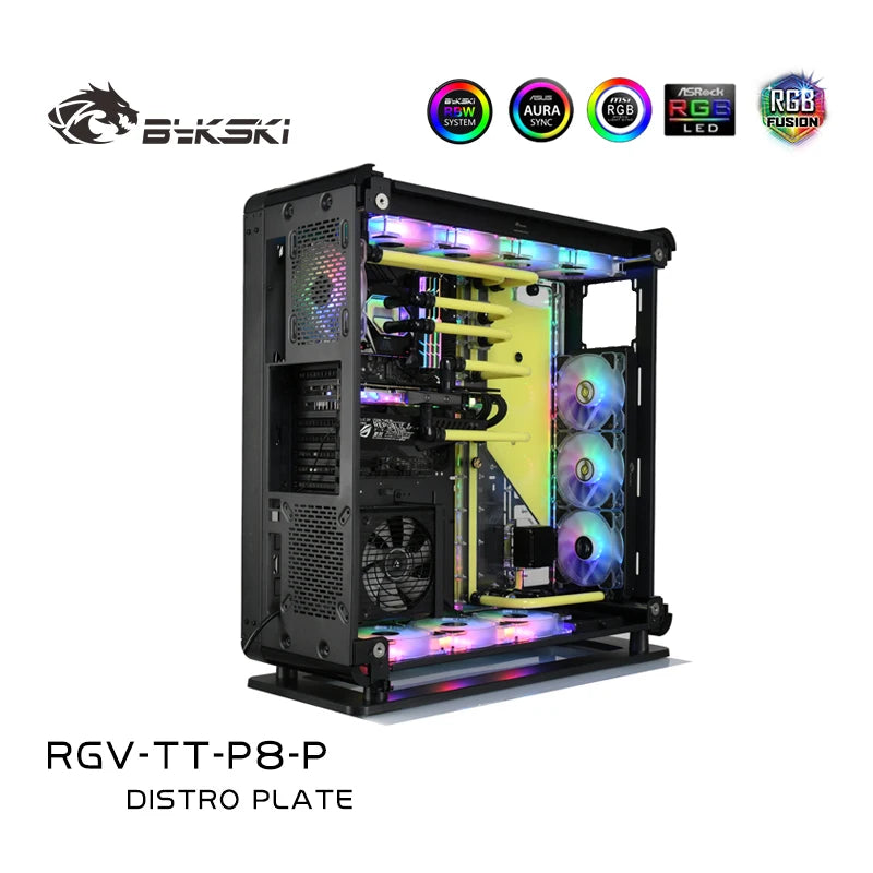 Bykski Distro Plate Kit For Thermaltake Core P8 Case, 5V A-RGB Complete Loop For Single GPU PC Building, Water Cooling Waterway Board, RGV-TT-P8-P