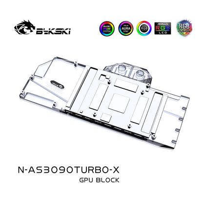Bykski GPU Water Block For Asus RTX 3090 / 3080Ti Turbo, Graphics Card Liquid Cooler System Water Cooling, N-AS3090TURBO-X