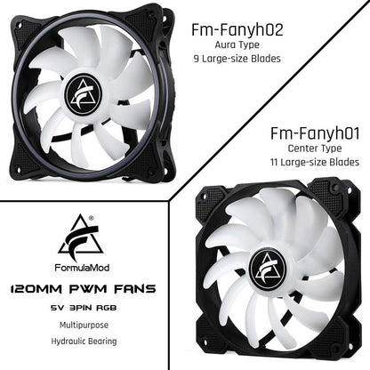 FormulaMod Fm-Fanyh 120mm PWM Fan 5v 3Pin RGB Multipurpose Radiator Cooler Case Fan Hydraulic Bearing | Custom Loop Radiator